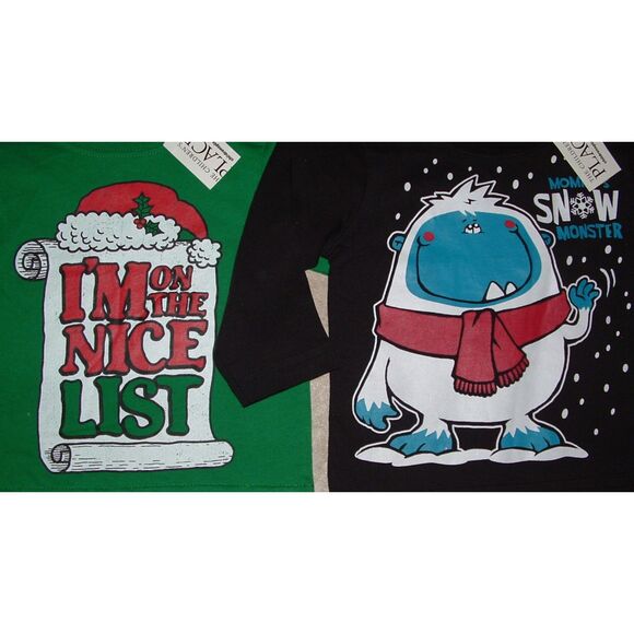 NEW NWT Baby Boys Sz 6-9 Months Christmas Holiday 2 Pc Shirt Lot CHILDRENS PLACE - Picture 2 of 2